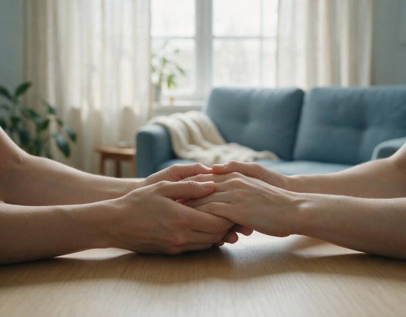 Dos personas cogidas de la mano durante una sesión
